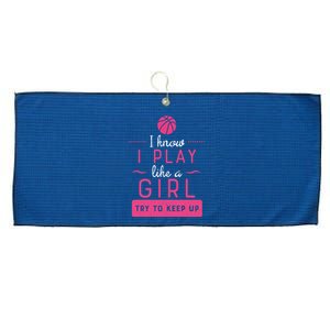 Basketball -Girl Basketball Gift- Play Like a Girl Large Microfiber Waffle Golf Towel