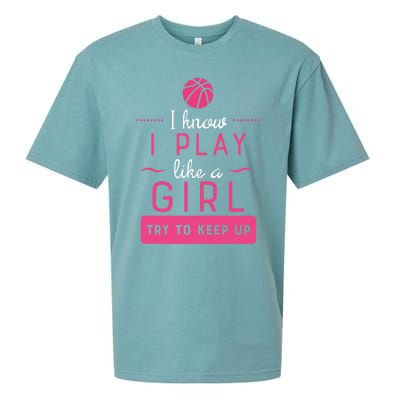 Basketball -Girl Basketball Gift- Play Like a Girl Sueded Cloud Jersey T-Shirt