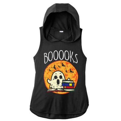 Books Ghost Boooks Halloween Reading Librarian Teacher Book Ladies PosiCharge Tri-Blend Wicking Draft Hoodie Tank