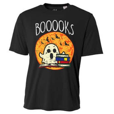 Books Ghost Boooks Halloween Reading Librarian Teacher Book Cooling Performance Crew T-Shirt