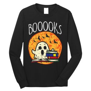 Books Ghost Boooks Halloween Reading Librarian Teacher Book Long Sleeve Shirt