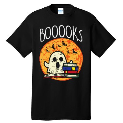 Books Ghost Boooks Halloween Reading Librarian Teacher Book Tall T-Shirt