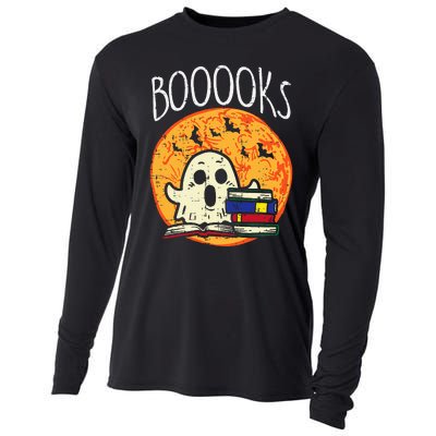 Books Ghost Boooks Halloween Reading Librarian Teacher Book Cooling Performance Long Sleeve Crew