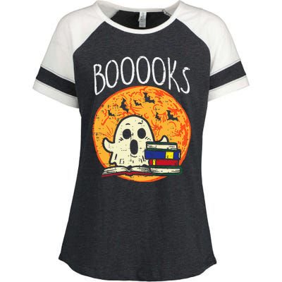 Books Ghost Boooks Halloween Reading Librarian Teacher Book Enza Ladies Jersey Colorblock Tee