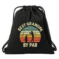 Best Grandpa By Par Golf Golfer Golfing Grandfather Design Drawstring Bag