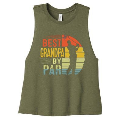 Best Grandpa By Par Daddy Fathers Day Gift Golf Lover Golfer Women's Racerback Cropped Tank