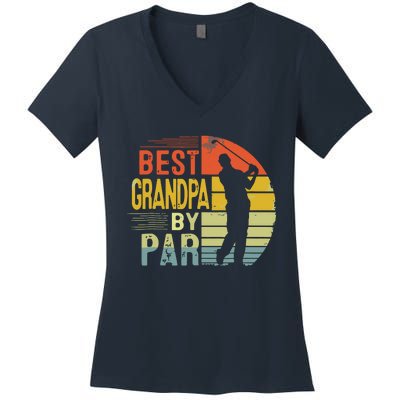 Best Grandpa By Par Daddy Fathers Day Gift Golf Lover Golfer Women's V-Neck T-Shirt