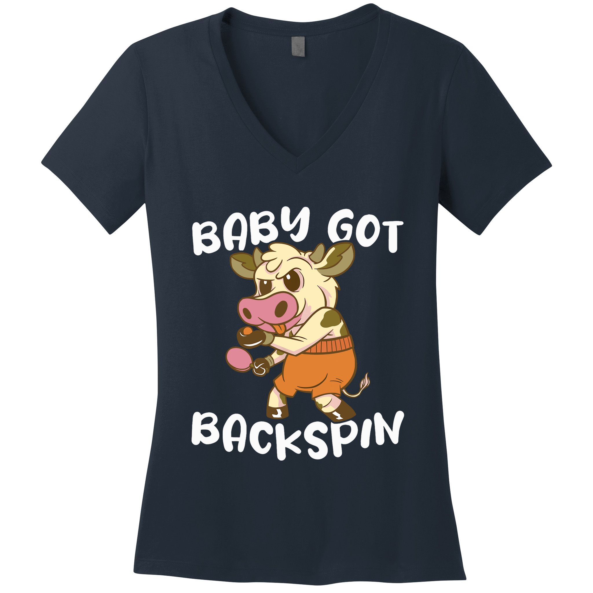 Baby Got Backspin Table Tennis Funny Ping Pong Women's V-Neck T-Shirt