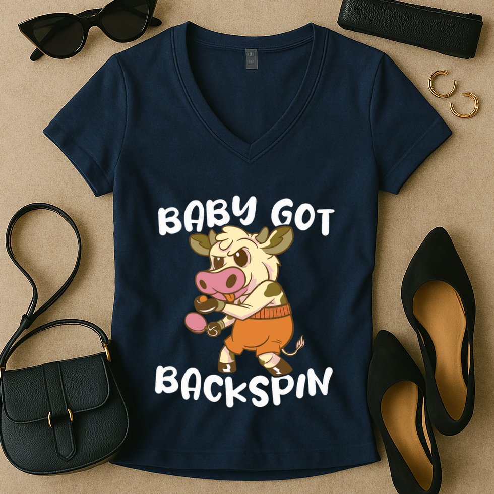 Baby Got Backspin Table Tennis Funny Ping Pong Women's V-Neck T-Shirt
