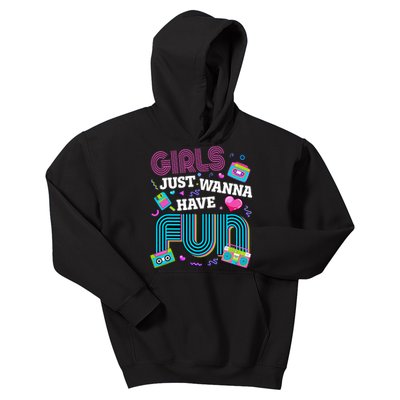 Birthday Girl Birthday Party Just Wanna Have Fun 80s Kids Hoodie