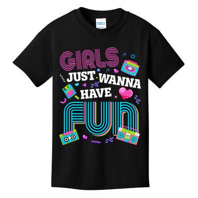 Birthday Girl Birthday Party Just Wanna Have Fun 80s Kids T-Shirt