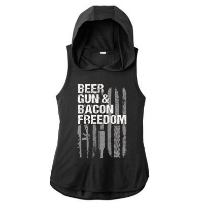 Beer Guns Bacon & Freedom Patriotic Veteran Flag Ladies PosiCharge Tri-Blend Wicking Draft Hoodie Tank