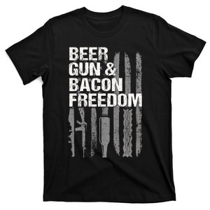 Beer Guns Bacon & Freedom Patriotic Veteran Flag T-Shirt