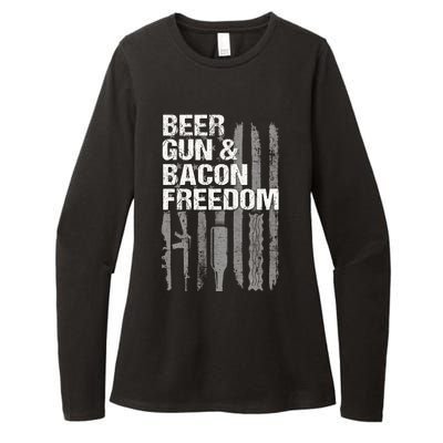 Beer Guns Bacon & Freedom Patriotic Veteran Flag Womens CVC Long Sleeve Shirt