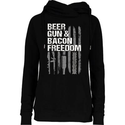 Beer Guns Bacon & Freedom Patriotic Veteran Flag Womens Funnel Neck Pullover Hood