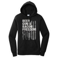 Beer Guns Bacon & Freedom Patriotic Veteran Flag Women's Pullover Hoodie