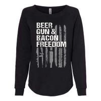 Beer Guns Bacon & Freedom Patriotic Veteran Flag Womens California Wash Sweatshirt