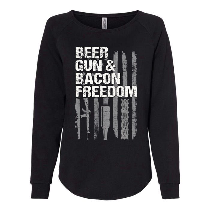 Beer Guns Bacon & Freedom Patriotic Veteran Flag Womens California Wash Sweatshirt