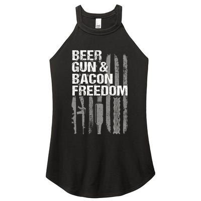 Beer Guns Bacon & Freedom Patriotic Veteran Flag Women's Perfect Tri Rocker Tank