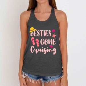 Besties Gone Cruising Ladies Girl Girlfriends Cruise Vacay Women's Knotted Racerback Tank