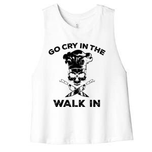 Best Go Cry In The Walk In Women's Racerback Cropped Tank