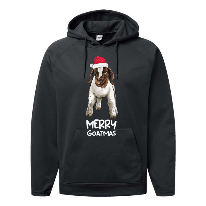 Boer Goat Christmas Merry Goatmas Performance Fleece Hoodie