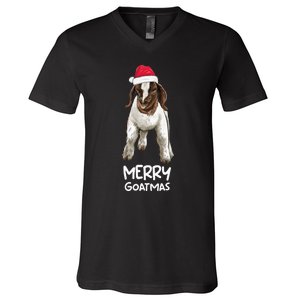 Boer Goat Christmas Merry Goatmas V-Neck T-Shirt