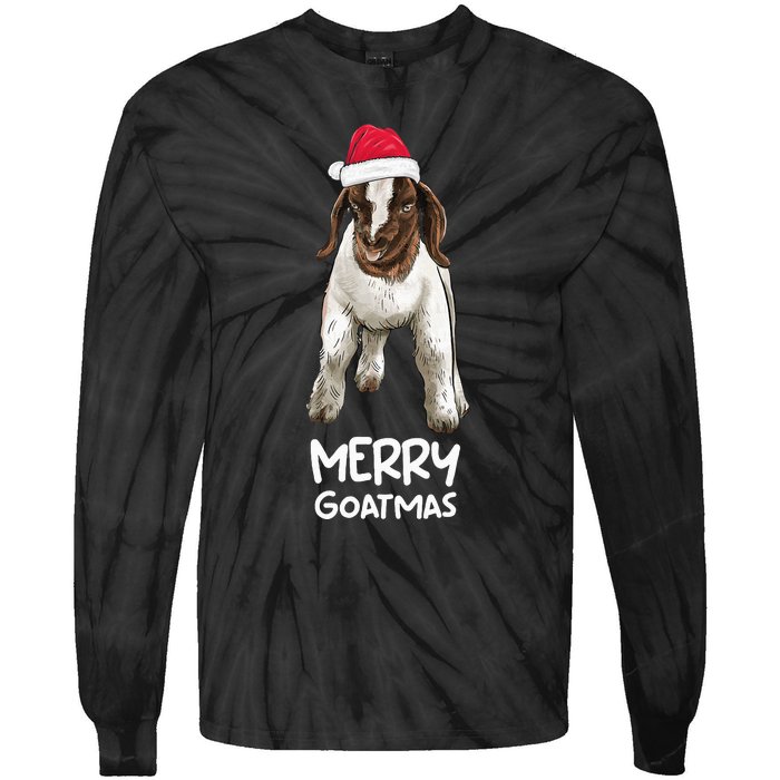 Boer Goat Christmas Merry Goatmas Tie-Dye Long Sleeve Shirt