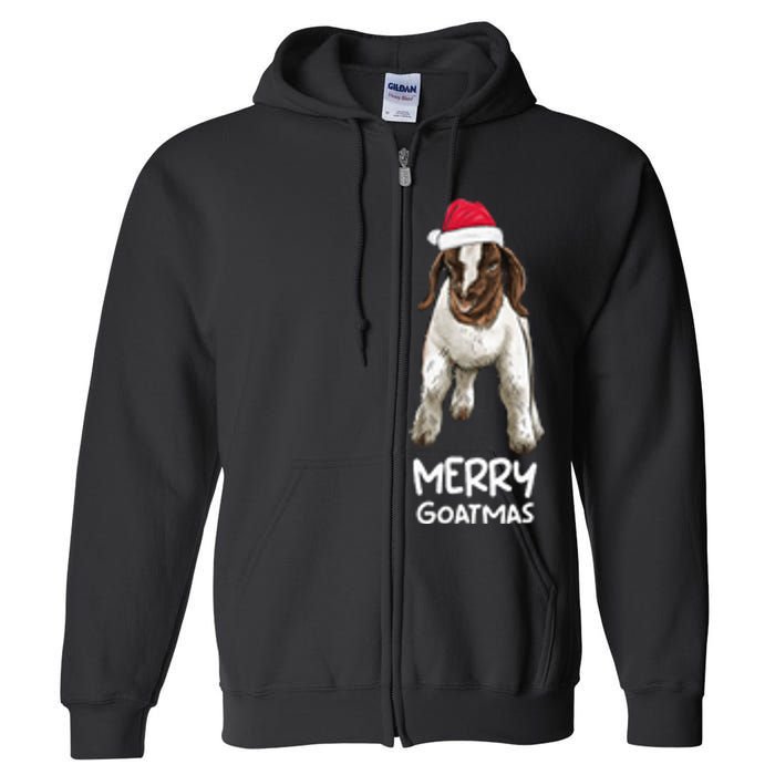 Boer Goat Christmas Merry Goatmas Full Zip Hoodie