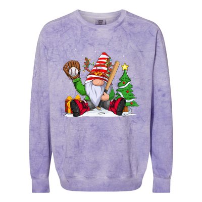 Baseball Gnome Christmas Winter Season Catcher Pitcher Funny Gift Colorblast Crewneck Sweatshirt