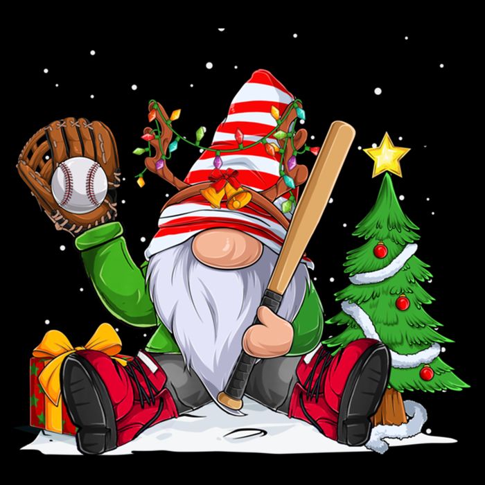 Baseball Gnome Christmas Winter Season Catcher Pitcher Funny Gift Bucket Hat