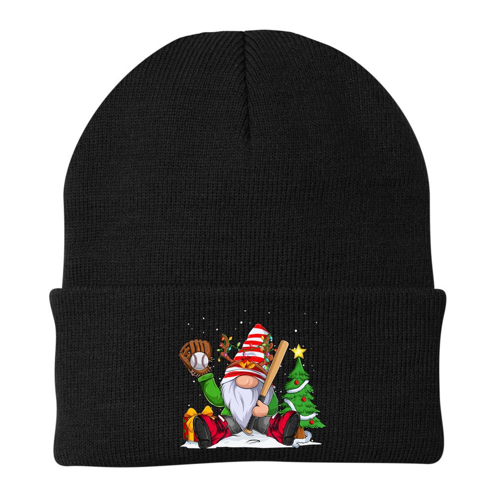 Baseball Gnome Christmas Winter Season Catcher Pitcher Funny Gift Beanie