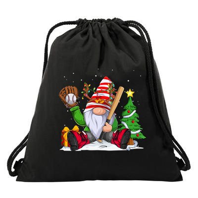 Baseball Gnome Christmas Winter Season Catcher Pitcher Funny Gift Drawstring Bag
