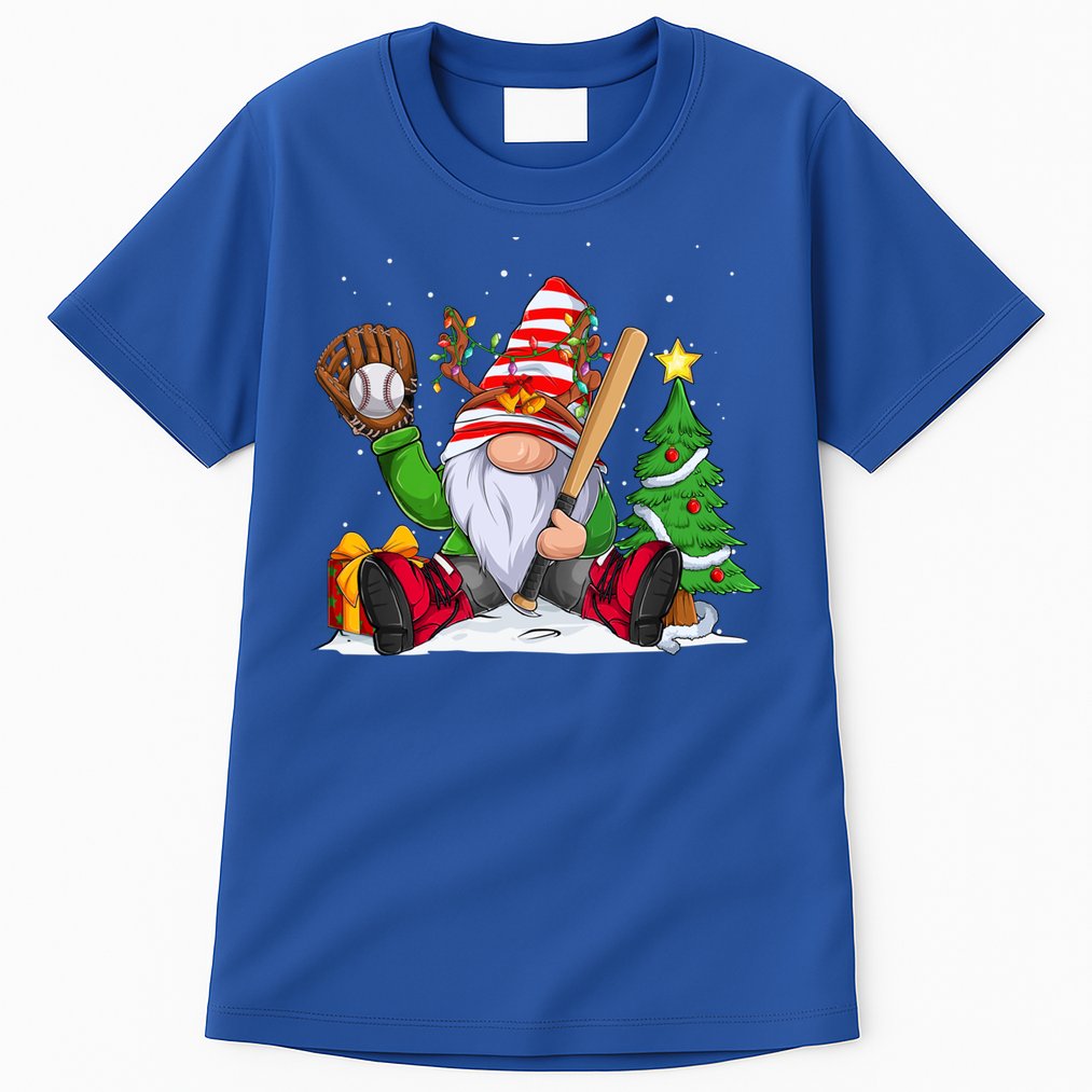 Baseball Gnome Christmas Winter Season Catcher Pitcher Funny Gift Tall T-Shirt