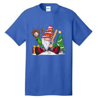 Baseball Gnome Christmas Winter Season Catcher Pitcher Funny Gift Tall T-Shirt