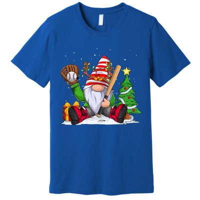 Baseball Gnome Christmas Winter Season Catcher Pitcher Funny Gift Premium T-Shirt