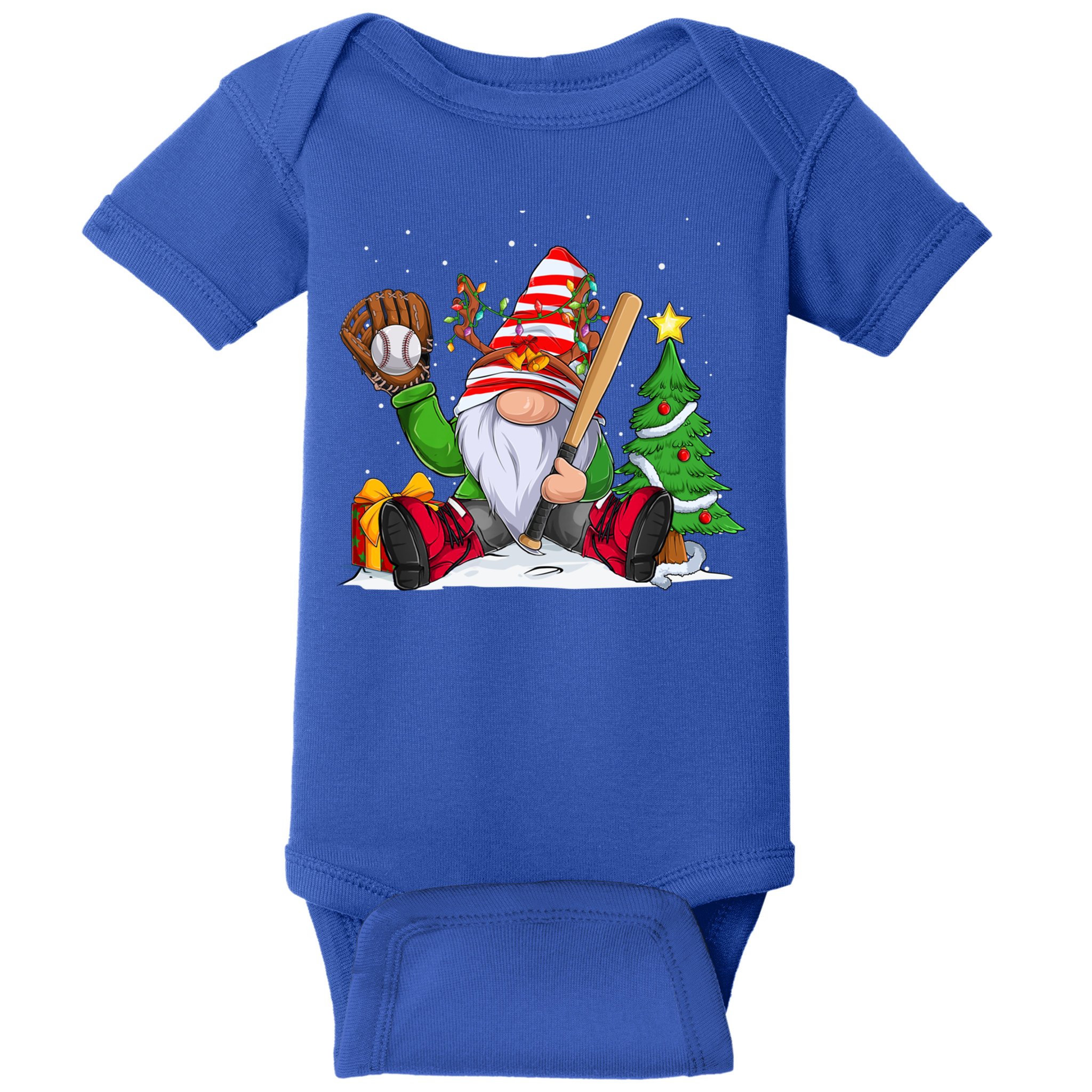 Baseball Gnome Christmas Winter Season Catcher Pitcher Funny Gift Baby Bodysuit