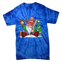 Baseball Gnome Christmas Winter Season Catcher Pitcher Funny Gift Tie-Dye T-Shirt