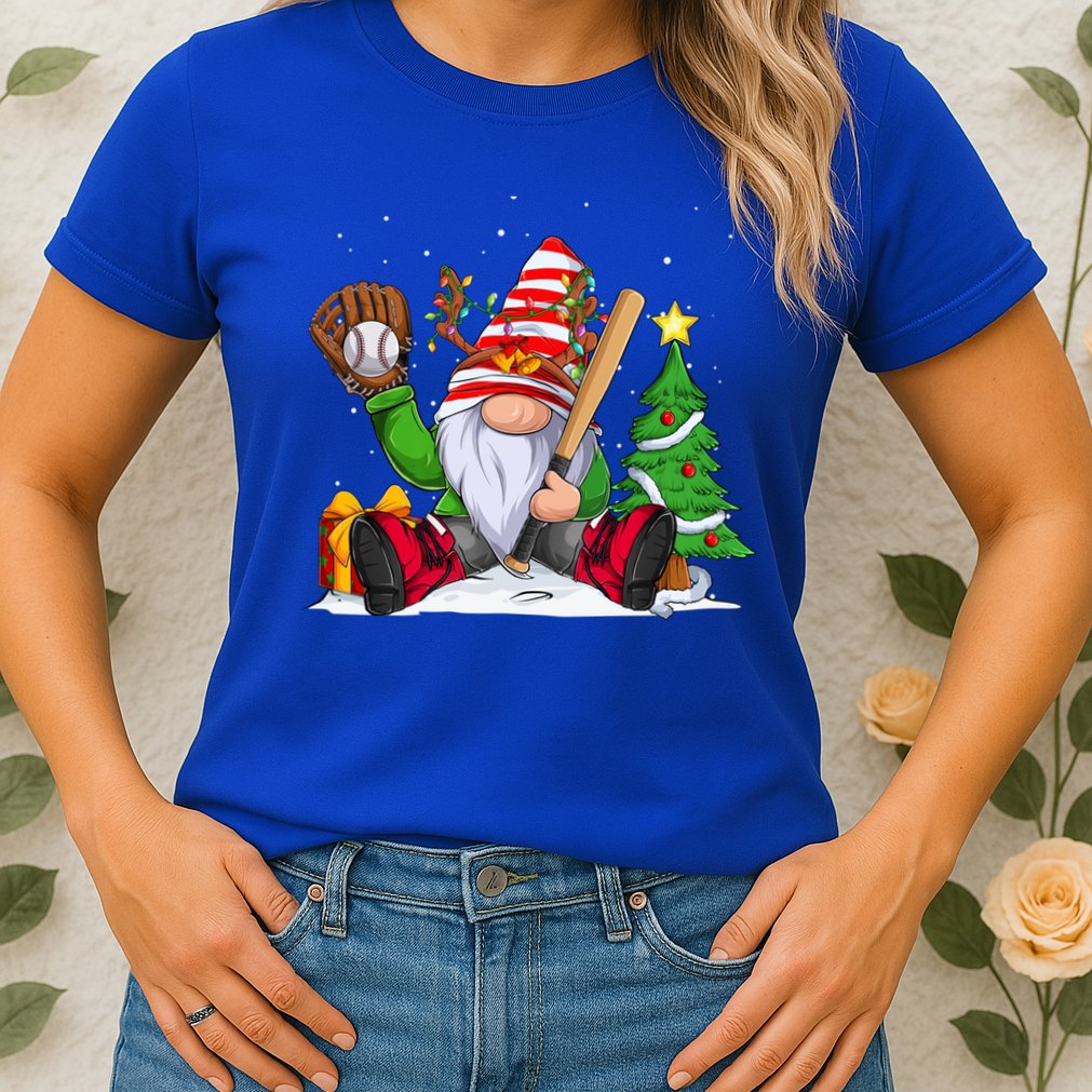 Baseball Gnome Christmas Winter Season Catcher Pitcher Funny Gift Womens T-Shirt