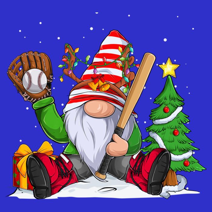 Baseball Gnome Christmas Winter Season Catcher Pitcher Funny Gift Womens T-Shirt