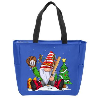 Baseball Gnome Christmas Winter Season Catcher Pitcher Funny Gift Zip Tote Bag