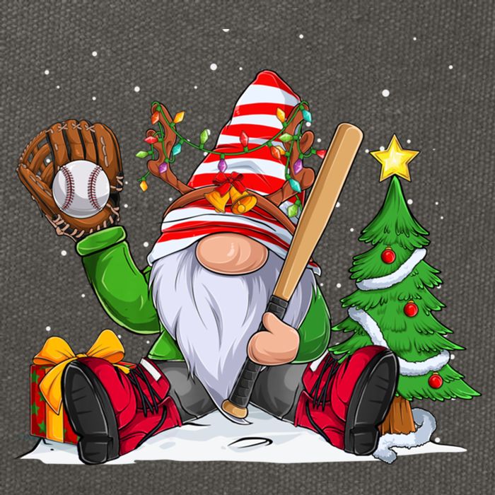 Baseball Gnome Christmas Winter Season Catcher Pitcher Funny Gift Cotton Canvas Backpack