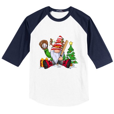 Baseball Gnome Christmas Winter Season Catcher Pitcher Funny Gift Baseball Sleeve Shirt