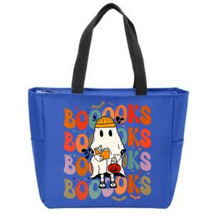 Booooks Groovy Cute Ghost Book Retro Reading Halloween Meaningful Gift Zip Tote Bag