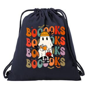 Booooks Groovy Cute Ghost Book Retro Reading Halloween Meaningful Gift Drawstring Bag