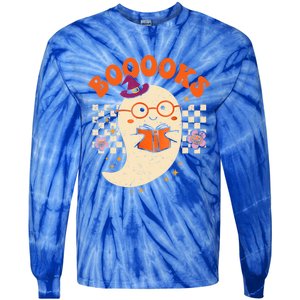 Booooks Groovy Cute Ghost Book Retro Reading Halloween Gift Tie-Dye Long Sleeve Shirt