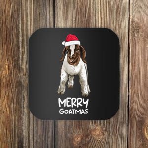 Boer goat Christmas Merry Goatmas  Coaster