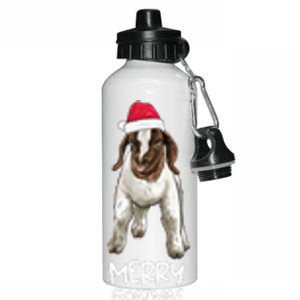 Boer goat Christmas Merry Goatmas  Aluminum Water Bottle