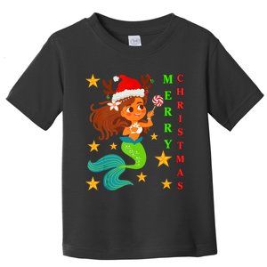 Black Girl Cute Mermaid Santa Claus Merry Christmas Tank Top Toddler T-Shirt