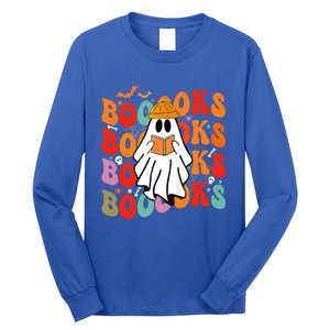 Booooks Groovy Cute Ghost Book Retro Reading Halloween Great Gift Long Sleeve Shirt